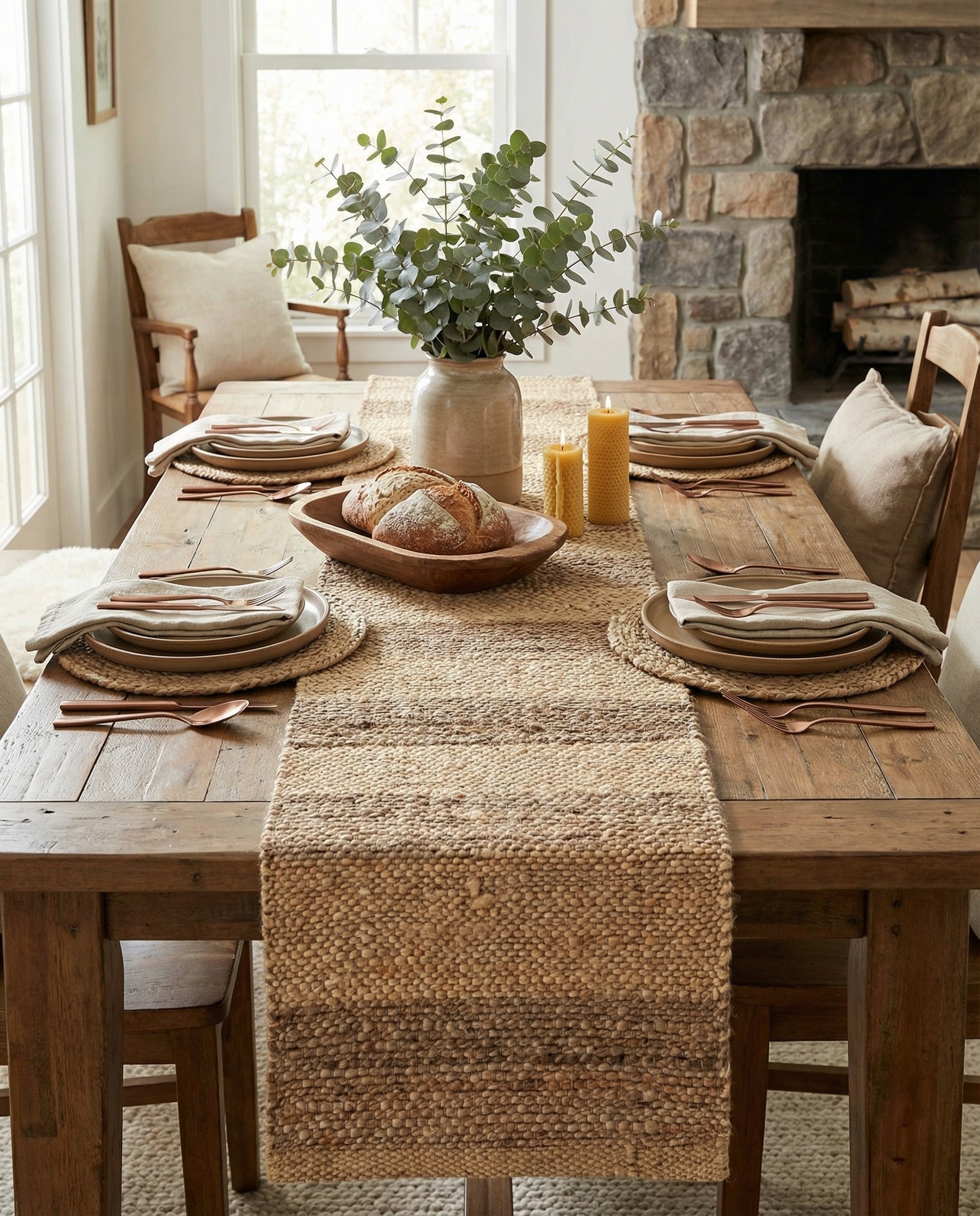  1' 2 x 4' 1  Hand Braided Jute Table Runner Rug