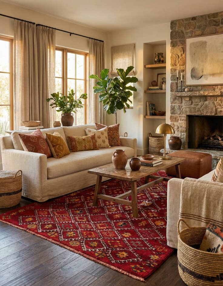 Detail image of 5' 5 x 8' 7  Hand Knotted Moroccan Wool Rug