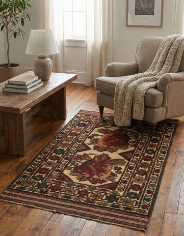 3' 9 x 6' 4 Hand Knotted Sumak Wool Rug