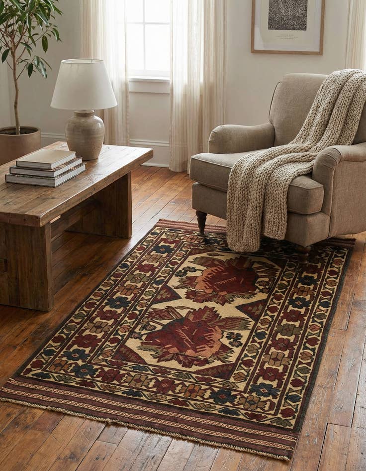 Detail image of  3' 9 x 6' 4  Hand Knotted Sumak Wool Rug