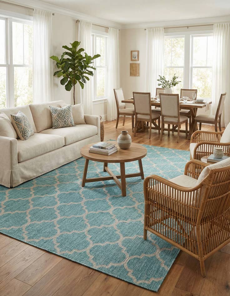 Detail image of  13' x 13'  Washable Lattice Indoor / Outdoor Square Rug