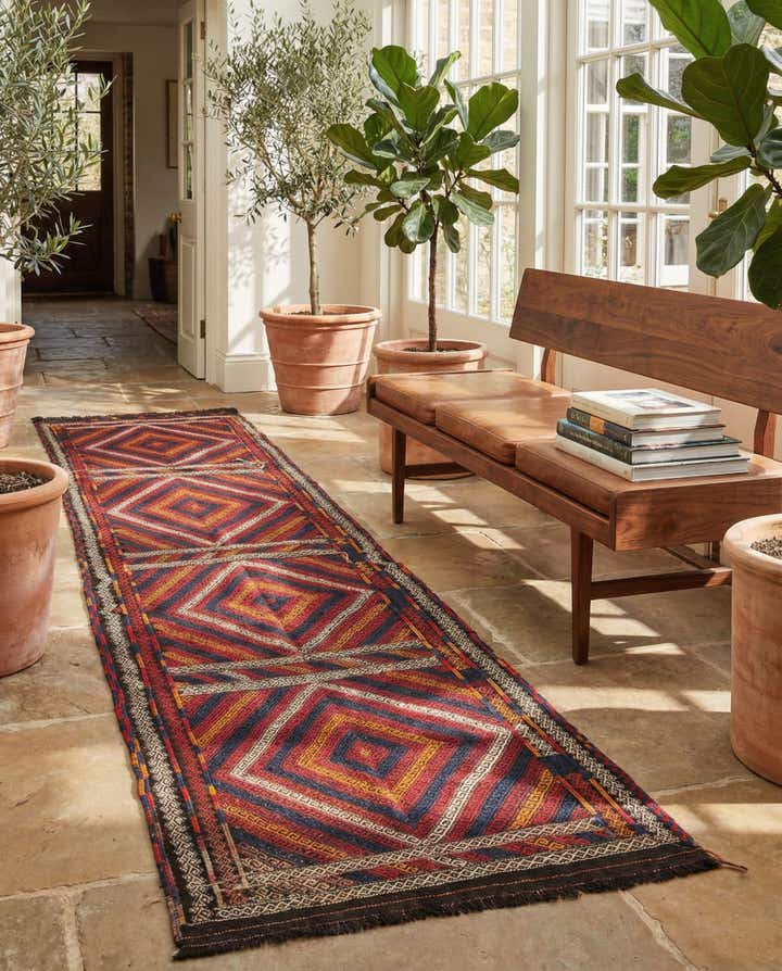 2' 7 x 10' 6 Hand Knotted Kilim Fars Persian Wool Runner Rug