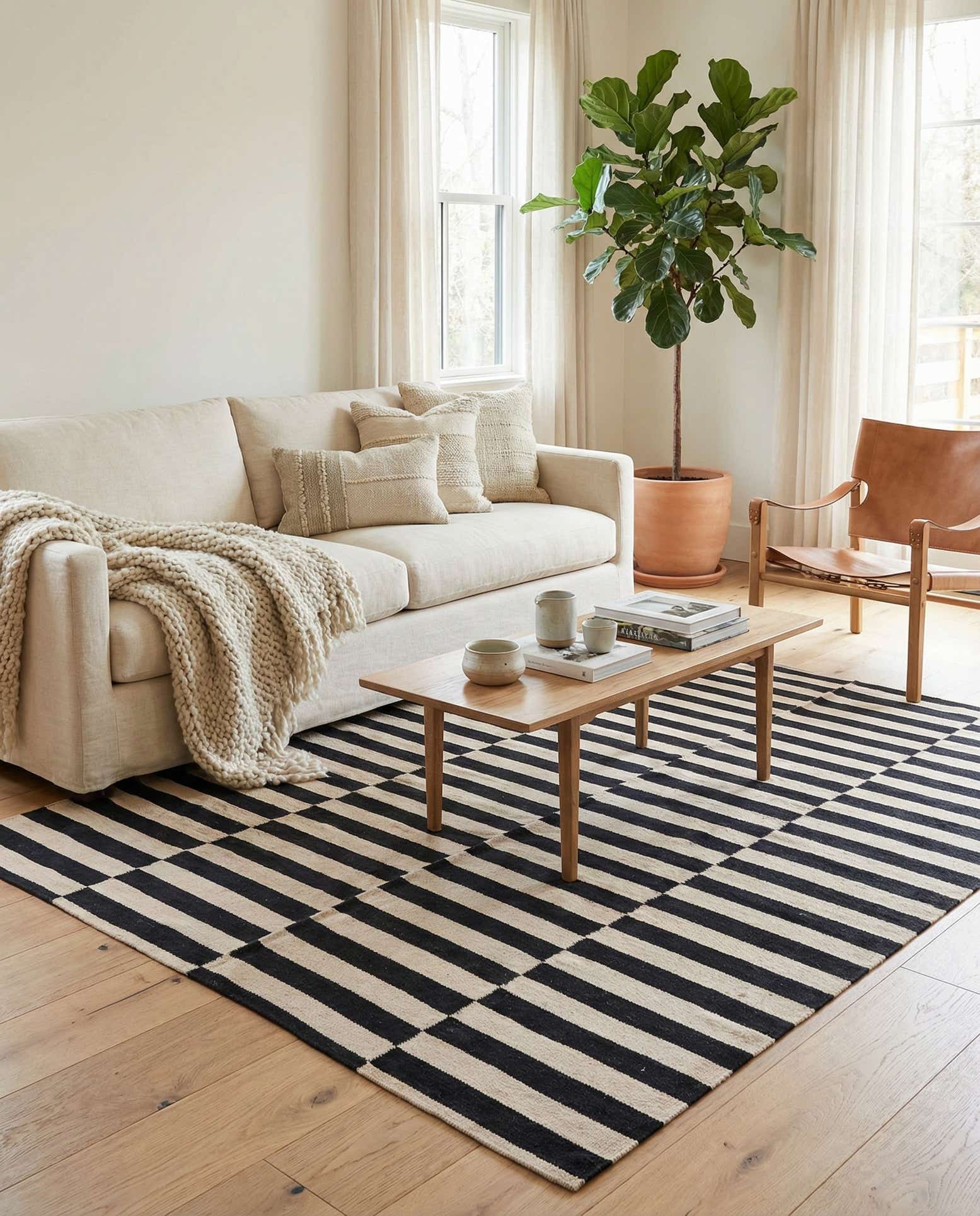 4' 11 x 6' 4 Hand Woven Kilim Modern Wool Rug
