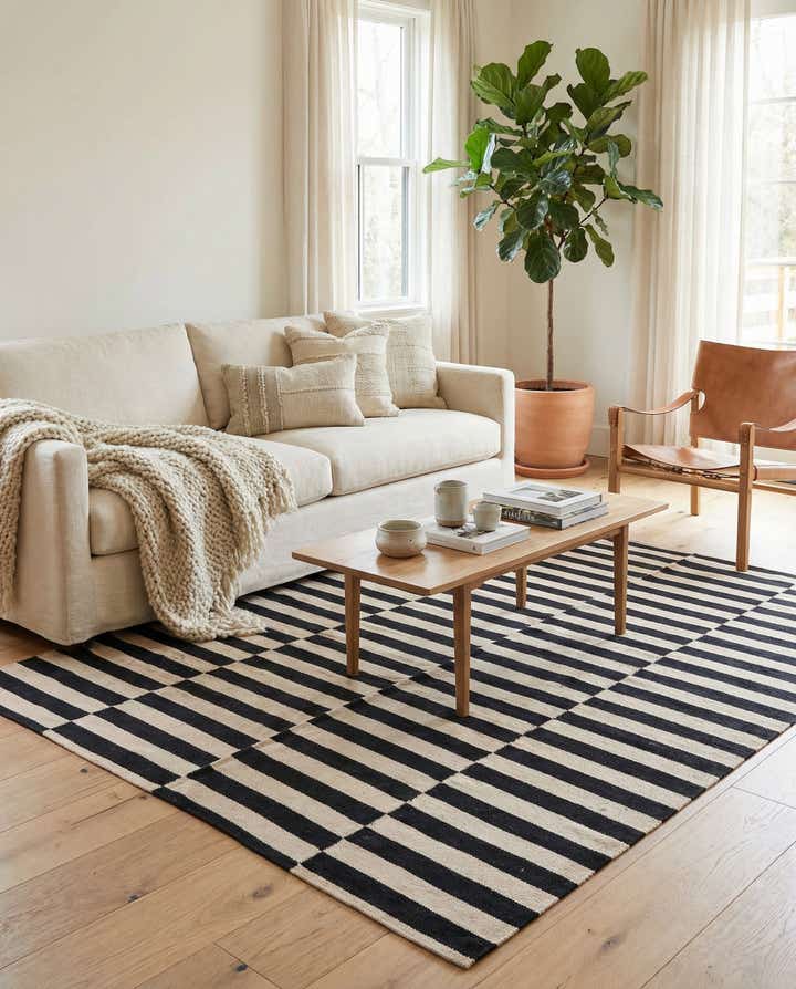 4' 11 x 6' 4 Hand Woven Kilim Modern Wool Rug