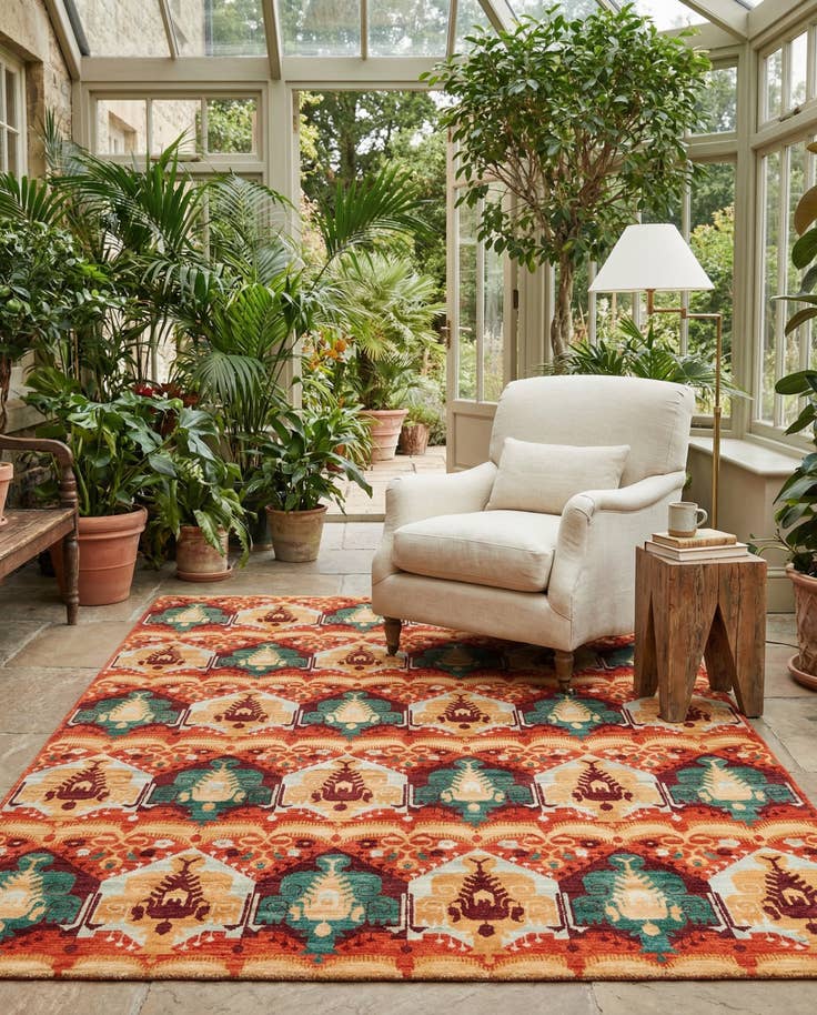 Detail image of 6' 10 x 9' 8 Hand Knotted Ikat Oriental Rug