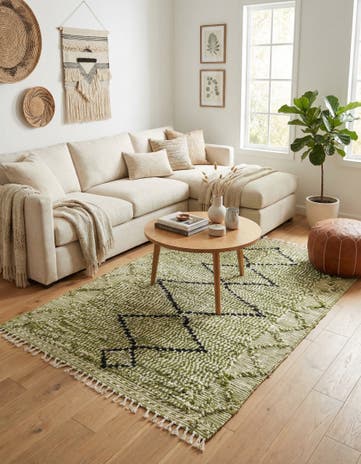 4' 3 x 6' 6 Hand Knotted Moroccan Wool Rug