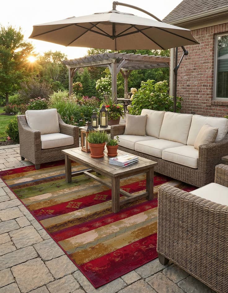 Detail image of 8' x 11' 4  Washable Modern Indoor / Outdoor Rug