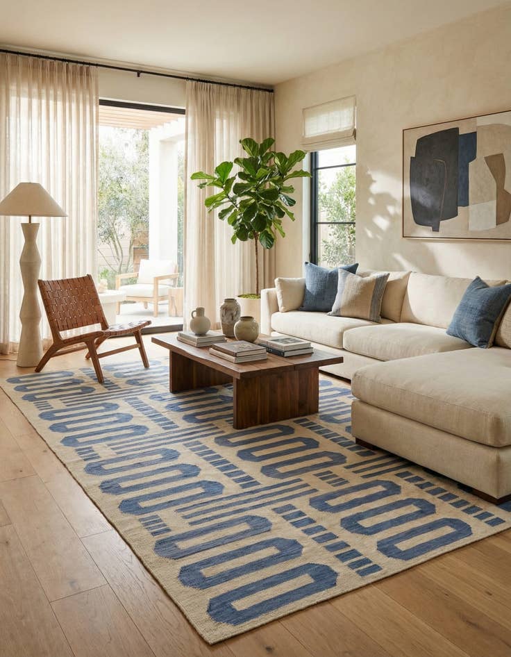 Detail image of 6' 7 x 9' 8  Hand Woven Kilim Modern Wool Rug