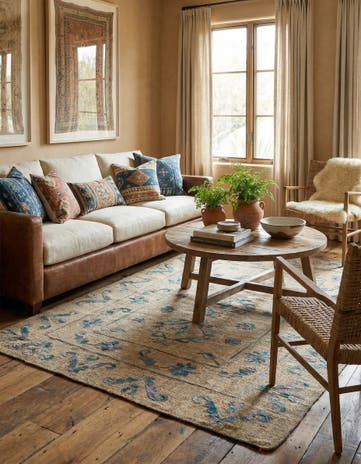 5' 10 x 7' 4 Hand Woven Kilim Suzani Wool Rug
