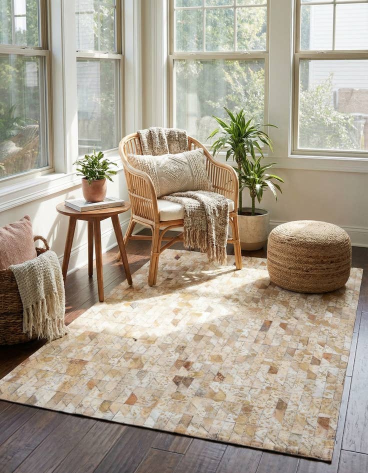 Detail image of 4' x 5' 2 Cowhide Stocks Rug