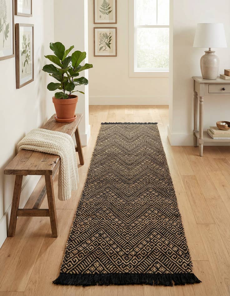 Detail image of 2' 7 x 10'  Hand Braided Jute Runner Rug