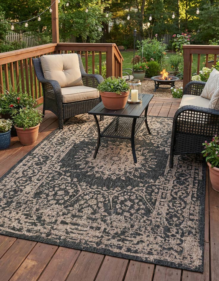Detail image of 6' x 9'  Washable Traditional Indoor / Outdoor Rug