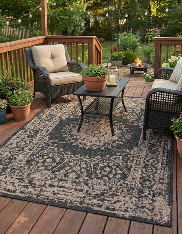 6' x 9' Easy-Clean Traditional Indoor / Outdoor Rug