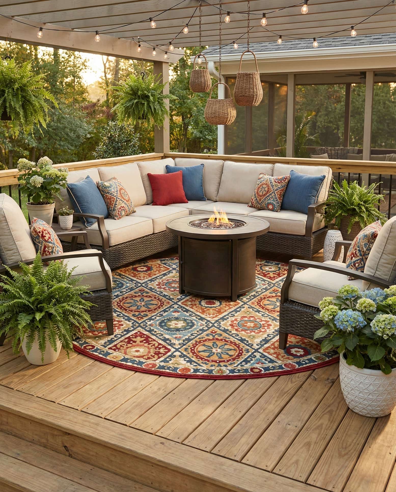 7' 10 x 7' 10 Easy-Clean Modern Indoor / Outdoor Round Rug