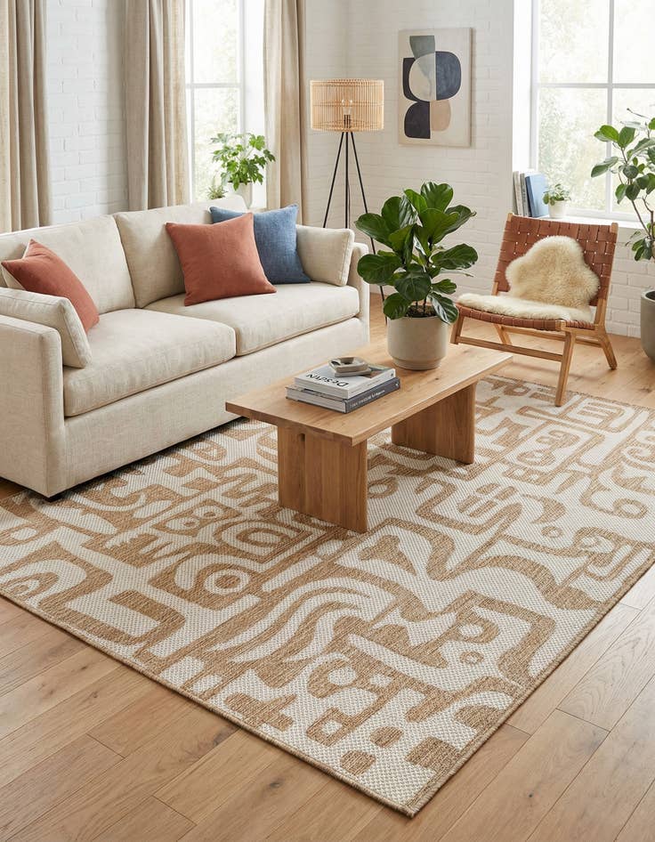 Detail image of 5' 3 x 7' Easy-Clean Modern Indoor / Outdoor Rug