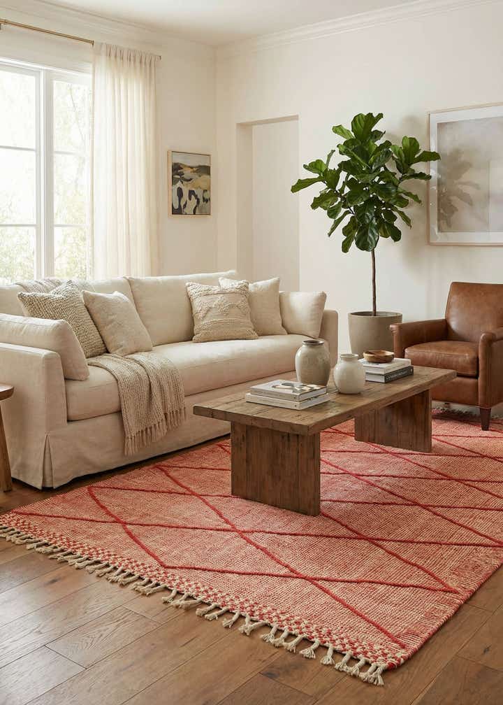 4' 9 x 8' 5 Hand Knotted Moroccan Wool Rug