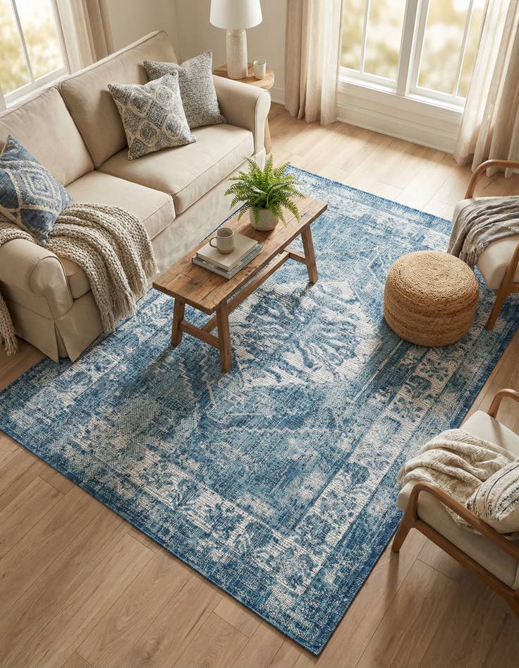 Detail image of  3' x 5' 3  Washable Traditional Indoor / Outdoor Rug