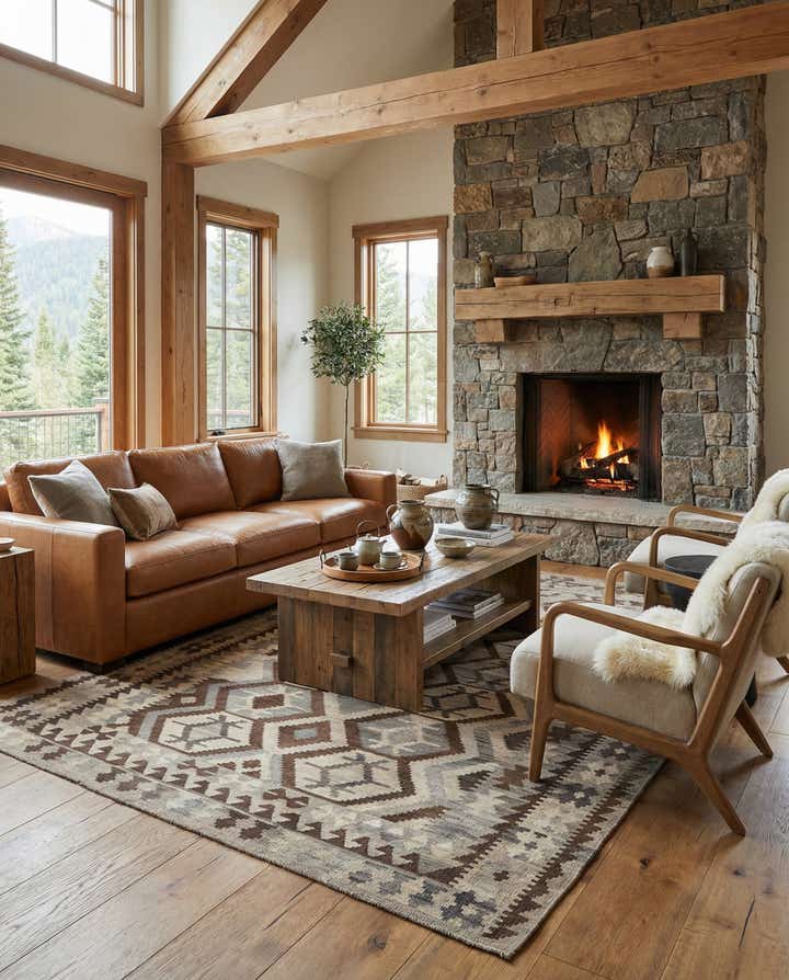 7' x 9' 6 Hand Woven Kilim Maymana Wool Rug