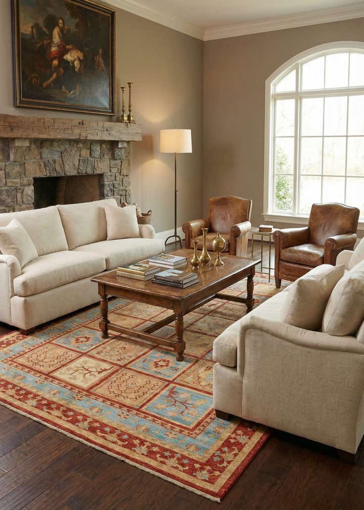 6' 9 x 10' Hand Knotted Peshawar Ziegler Rug