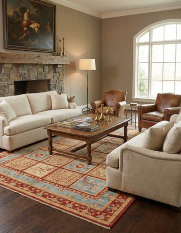 6' 9 x 10' Hand Knotted Peshawar Ziegler Rug