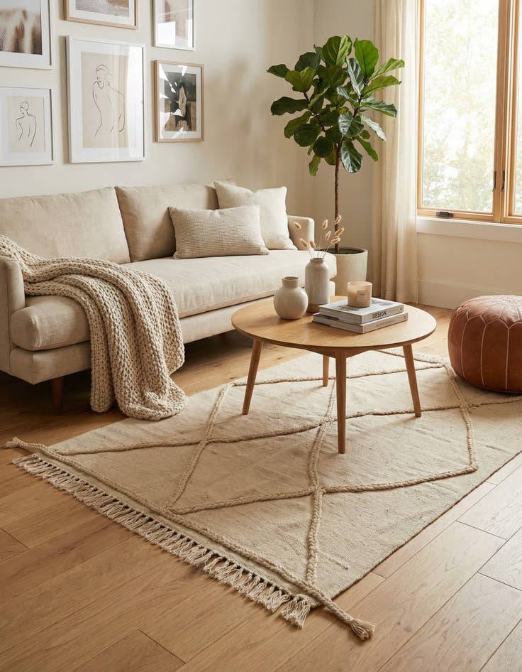 Detail image of 3' 5 x 4' 10 Hand Knotted Moroccan Wool Rug