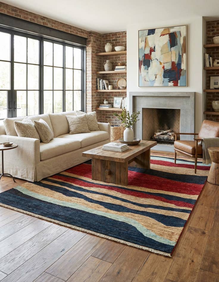 Detail image of  5' 7 x 7' 11  Hand Knotted Modern Ziegler Rug