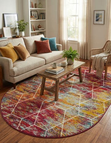 Lattice Frieze Oval Rug