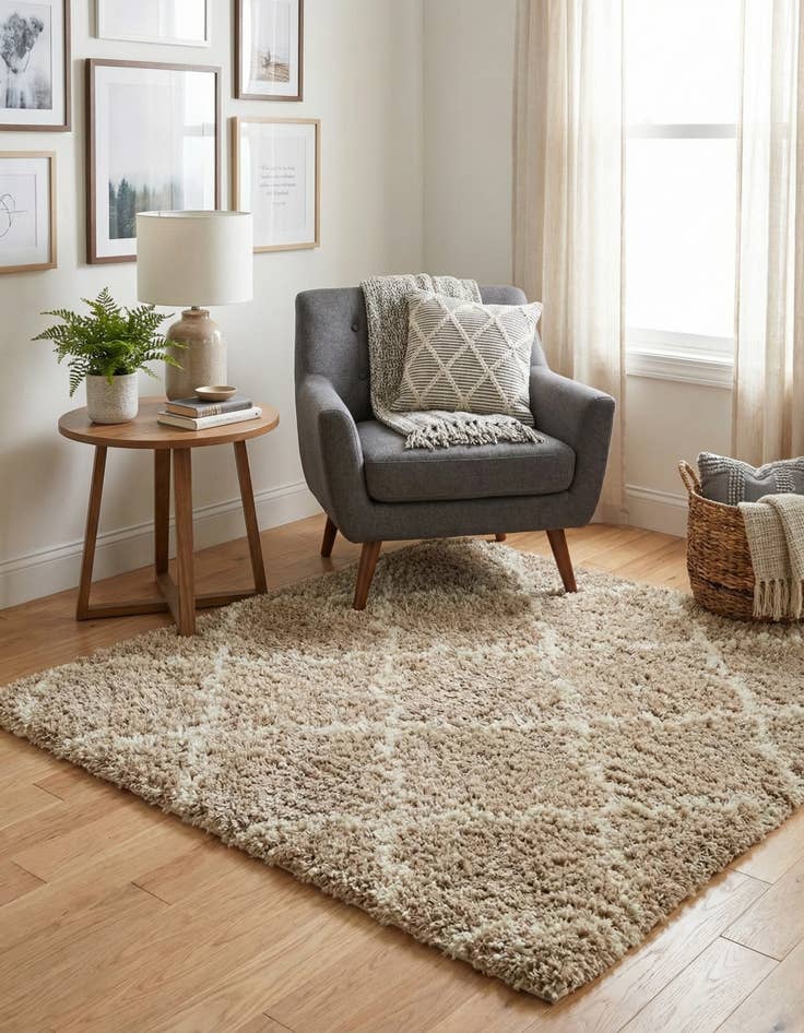 Detail image of  4' x 4' Moroccan Trellis Shag Square Rug