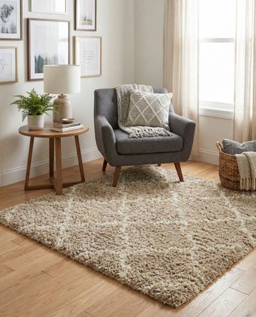  4' x 4' Moroccan Trellis Shag Square Rug