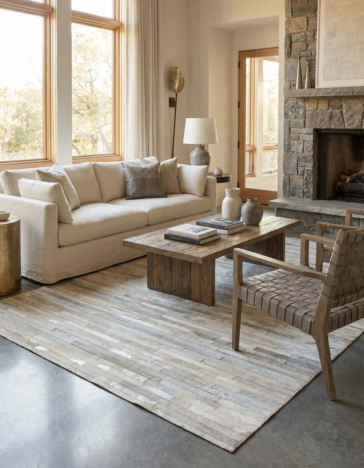 Detail image of  5' 2 x 7' 11 Cowhide - Patchwork Rug