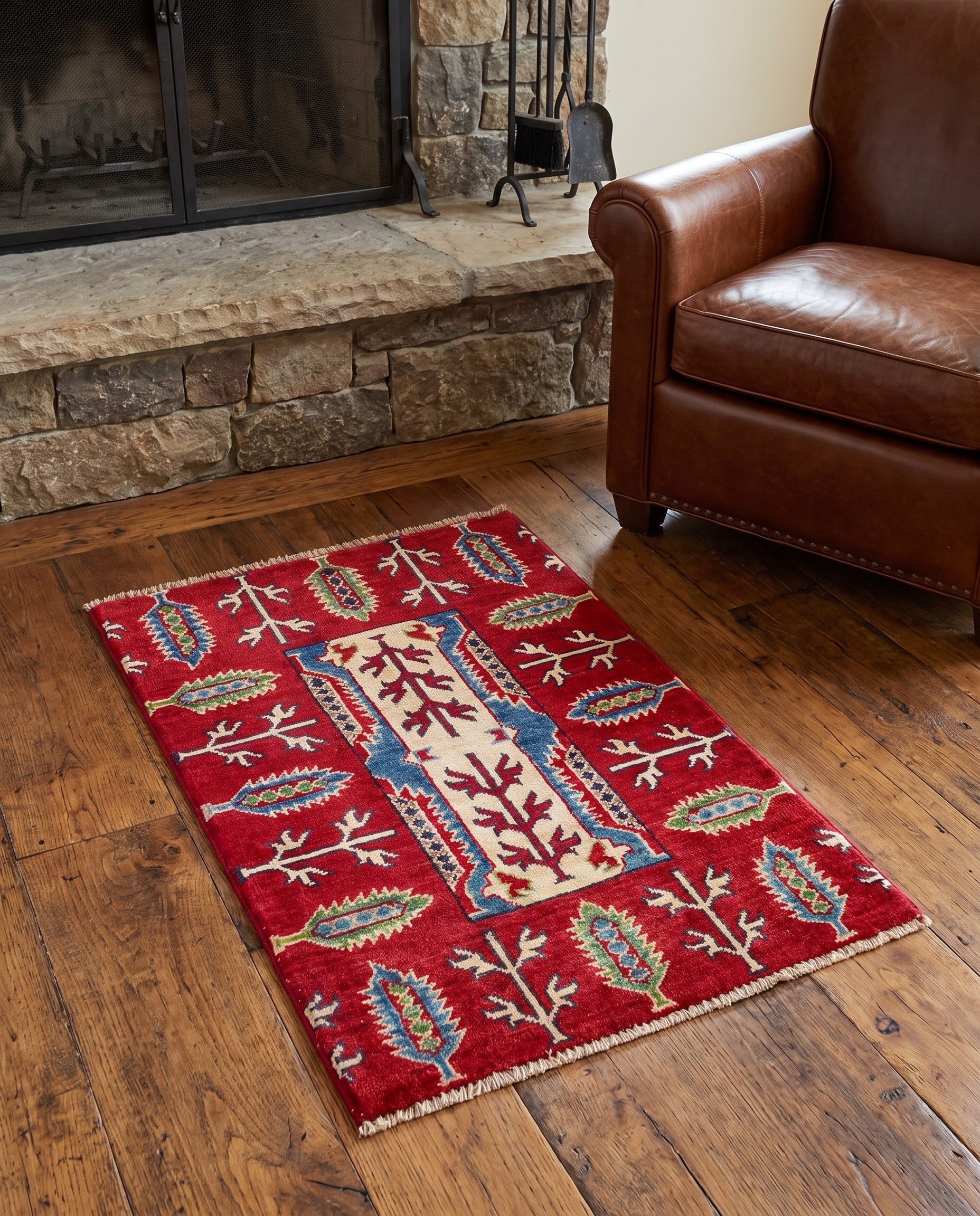 1' 11 x 2' 11 Hand Knotted Kazak Rug