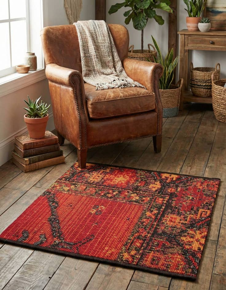 Detail image of  1' 4 x 1' 4  Washable Tribal Indoor / Outdoor Sample Rug