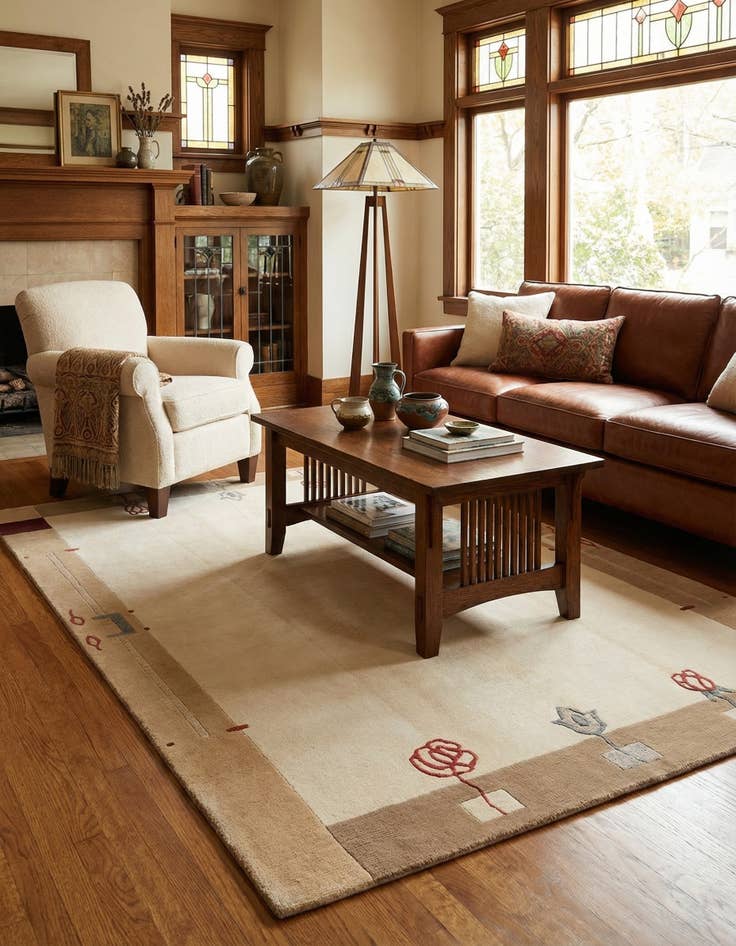 Detail image of  4' 7 x 6' 9  Hand Knotted Darya Wool Rug