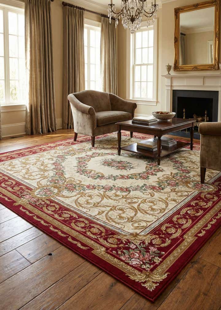 10' x 10' Easy-Clean Traditional Indoor / Outdoor Square Rug