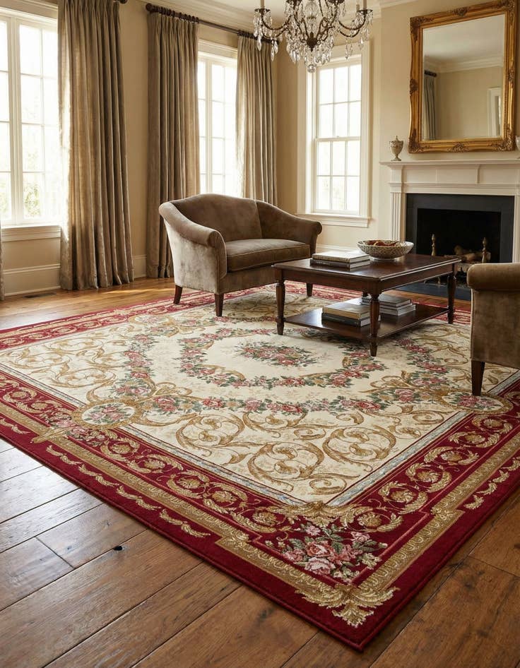 Detail image of 10' x 10'  Washable Traditional Indoor / Outdoor Square Rug