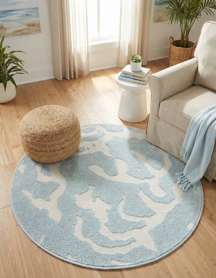 Detail image of  3' x 3'  Washable Sabrina Soto Indoor / Outdoor Round Rug