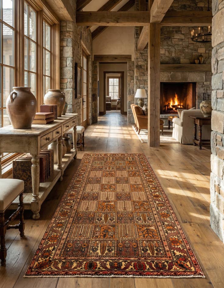 Detail image of 5' 2 x 10'  Hand Knotted Bakhtiar Persian Wool Runner Rug