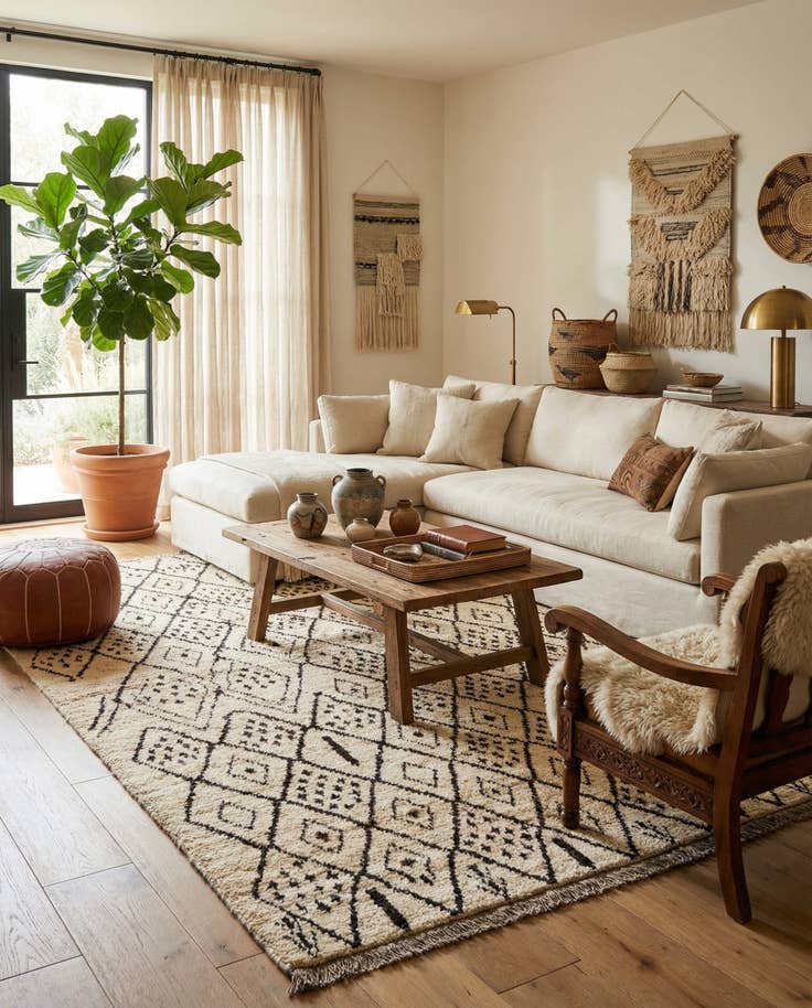 Detail image of 5' 6 x 7' 4 Hand Knotted Moroccan Wool Rug