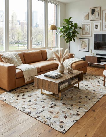 5' x 8' Cowhide Leather Rug