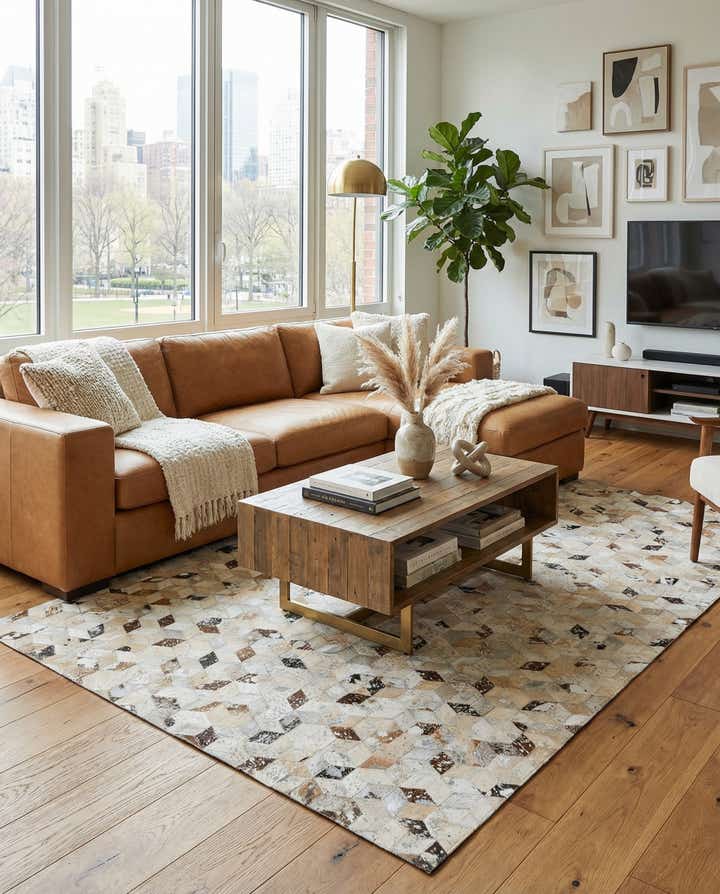 5' x 8' Cowhide Leather Rug