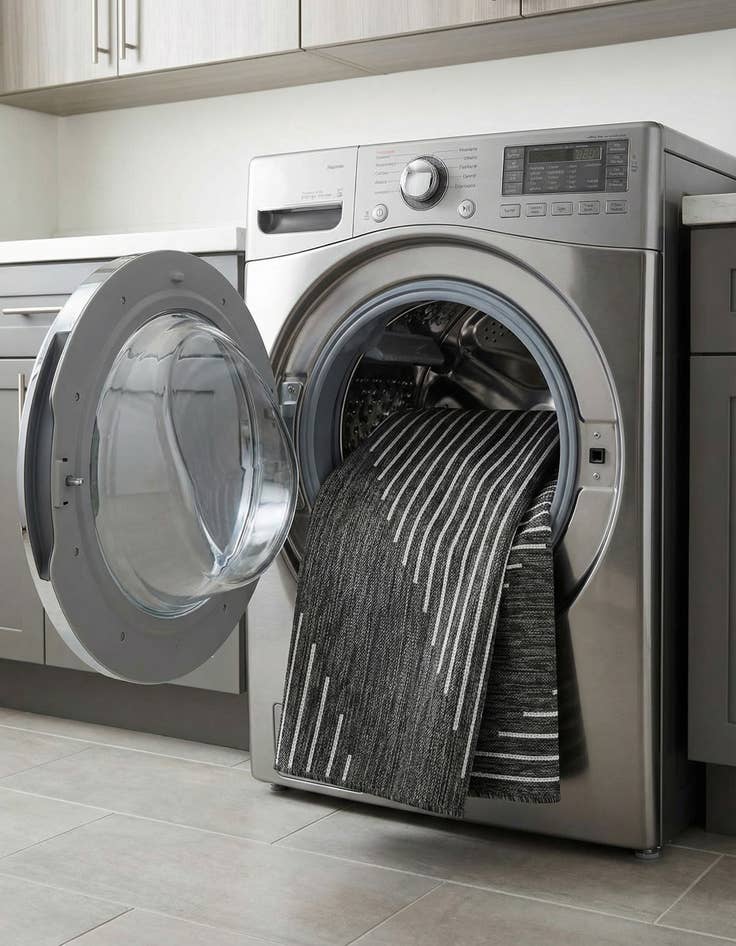 Detail image of 6' x 6'  Washable Modern Indoor / Outdoor Square Rug