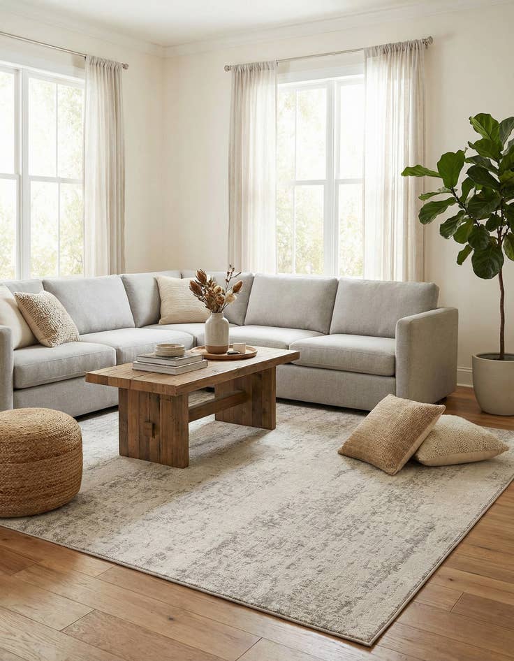 Detail image of 7' 10 x 7' 10  Washable Modern Indoor / Outdoor Square Rug