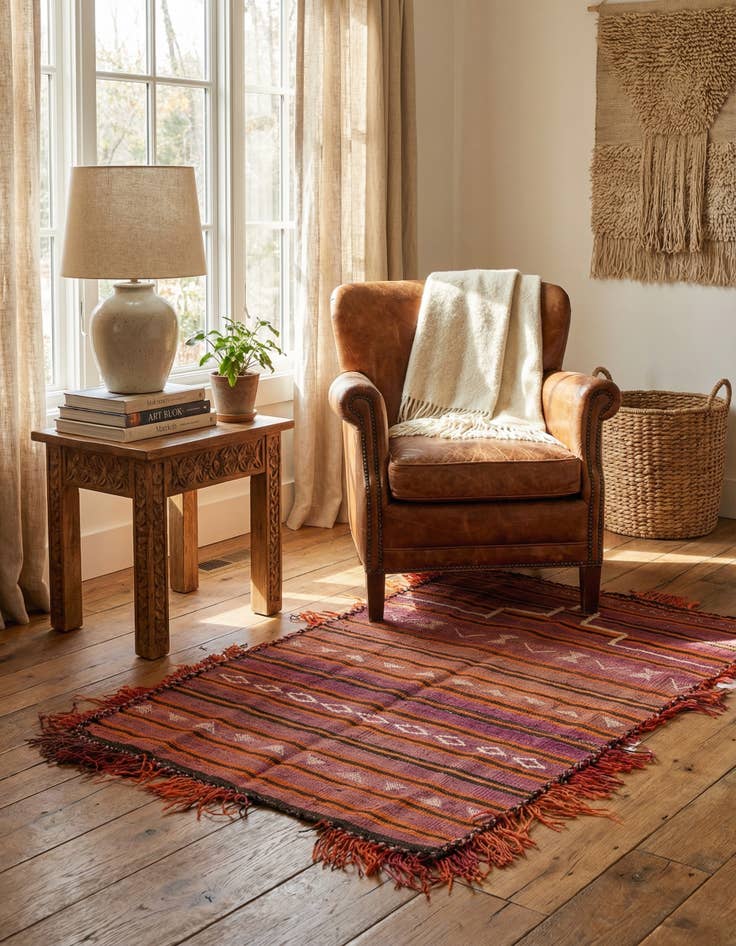 Detail image of 2' 9 x 3' 10  Hand Woven Kilim Modern Wool Rug