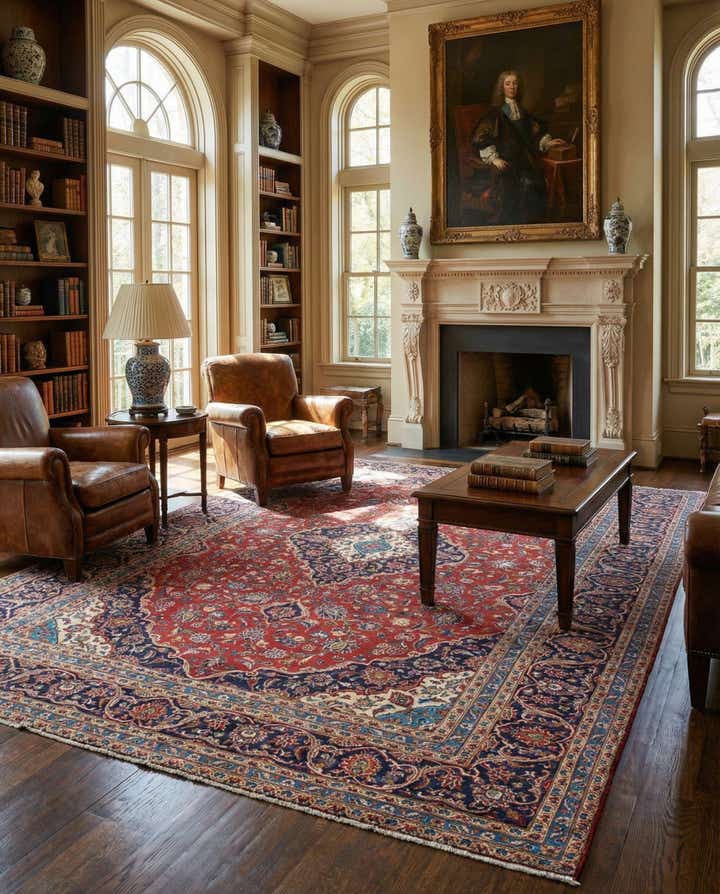 9' 6 x 12' 9 Hand Knotted Kashan Persian Wool Rug