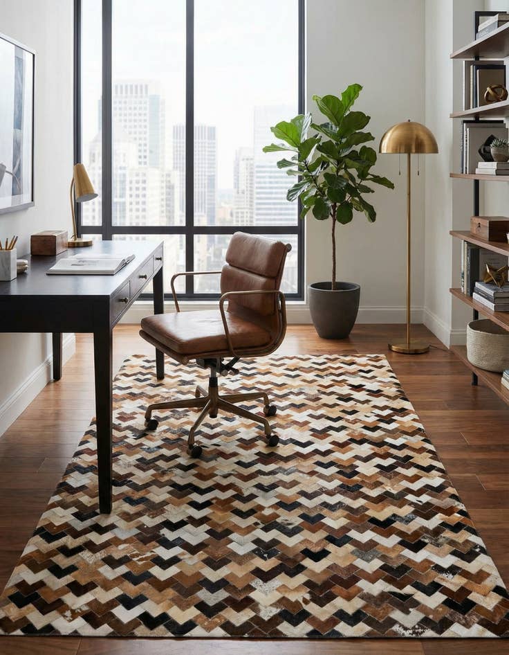 Detail image of 5' 1 x 8' Cowhide Stocks Rug