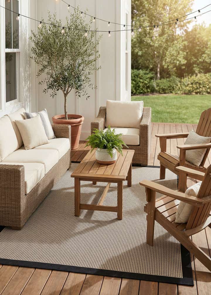 7' 10 x 10' Easy-Clean Border Indoor / Outdoor Rug
