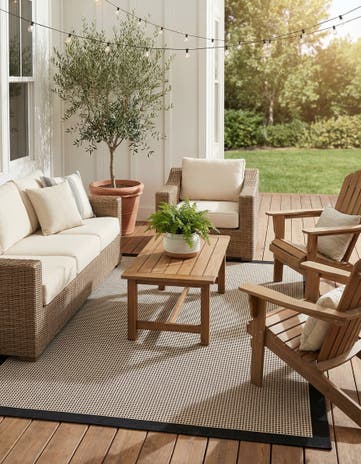 Black Easy-Clean Border Indoor / Outdoor Rug