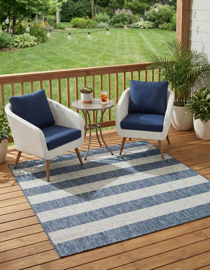 Detail image of  6' x 6'  Washable Ribbon Indoor / Outdoor Square Rug