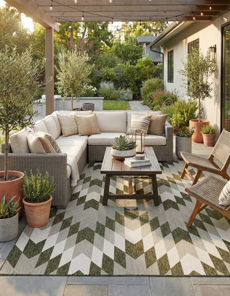 Detail image of  7' 10 x 10'  Washable Modern Indoor / Outdoor Rug