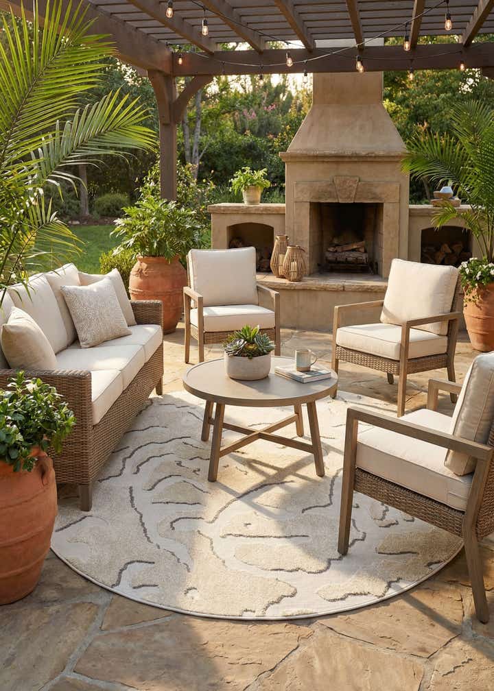7' 10 x 7' 10 Easy-Clean Sabrina Soto Indoor / Outdoor Round Rug